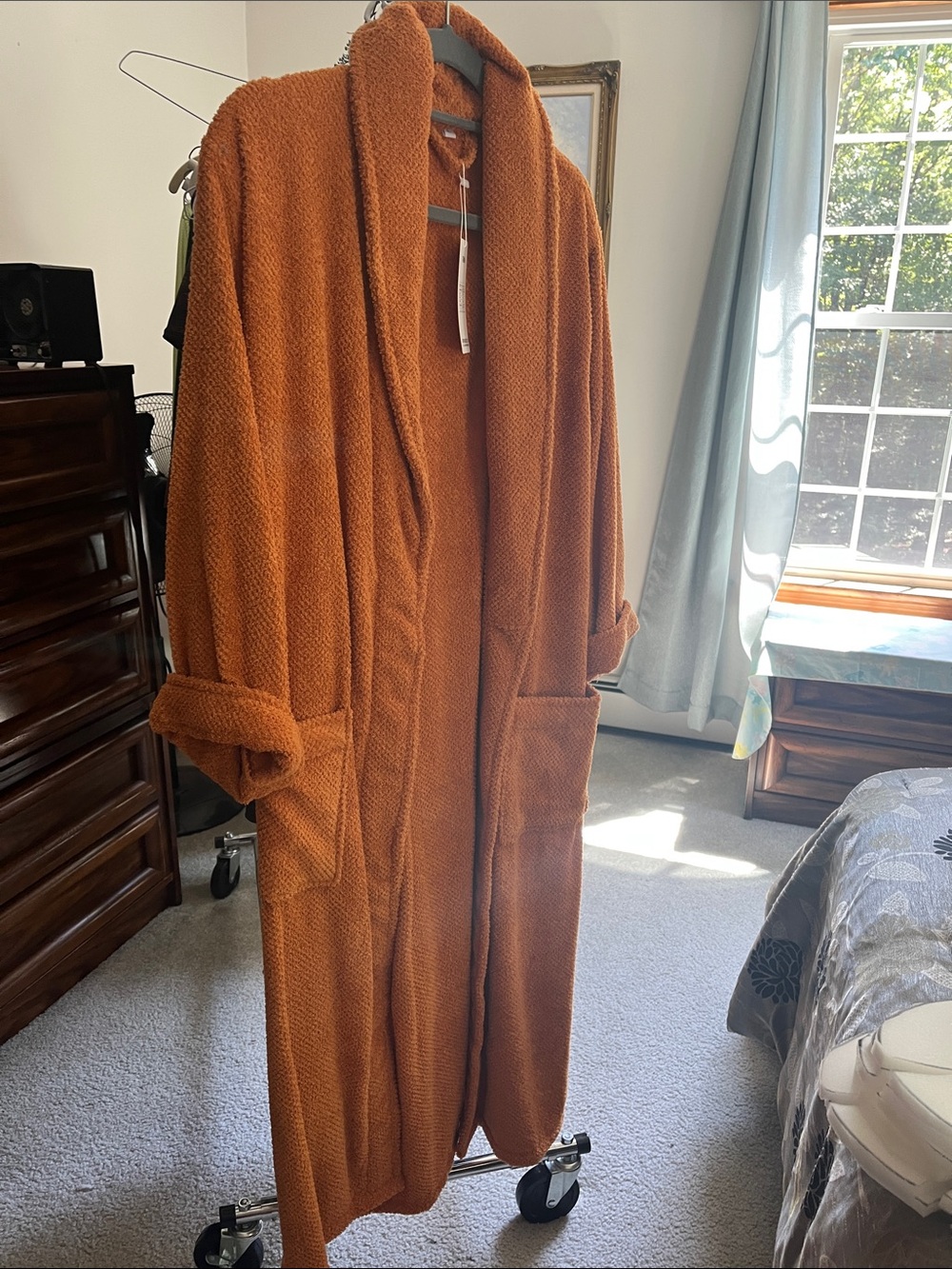 Cozy Long cotton Terry robe Burnt Orange